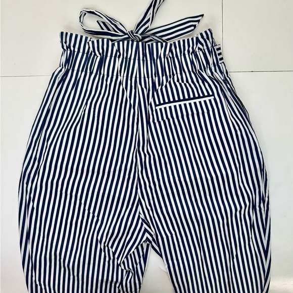 Zara Striped Paper Bag Pants blue white size S - Picture 5 of 11